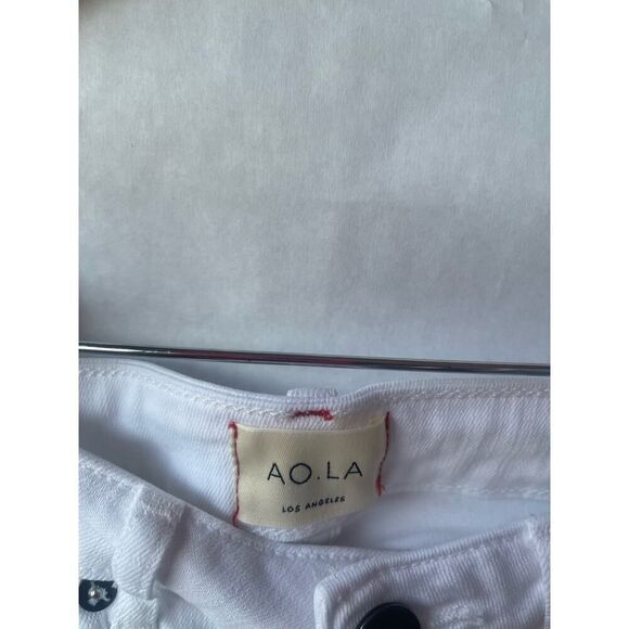 AOLA Jeans Los Angeles Zoe ruffle hem jeans white women’s size 25 - Picture 4 of 12
